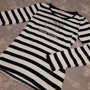 HELLO KITTY by Sanrio striped long sleeve cotton t- shirt - size S